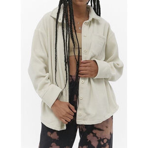 Urban Outfitters iets frans women Fleece Shirt Shacket Stone Cream - Size M•EUC
